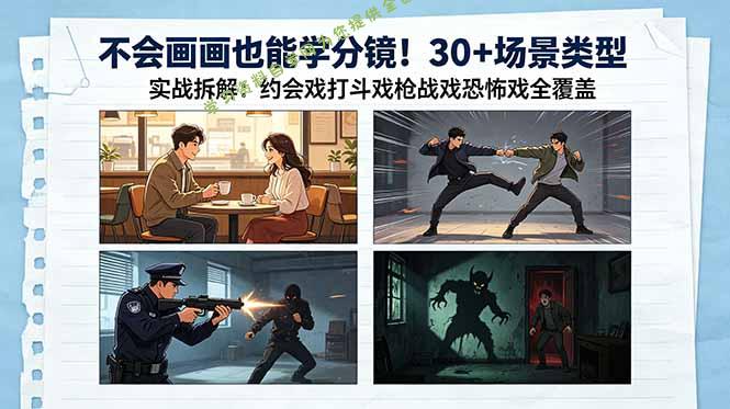 不会画画也能学分镜！30+场景类型实战拆解：约会戏打斗戏枪战戏恐怖戏全覆盖 - 