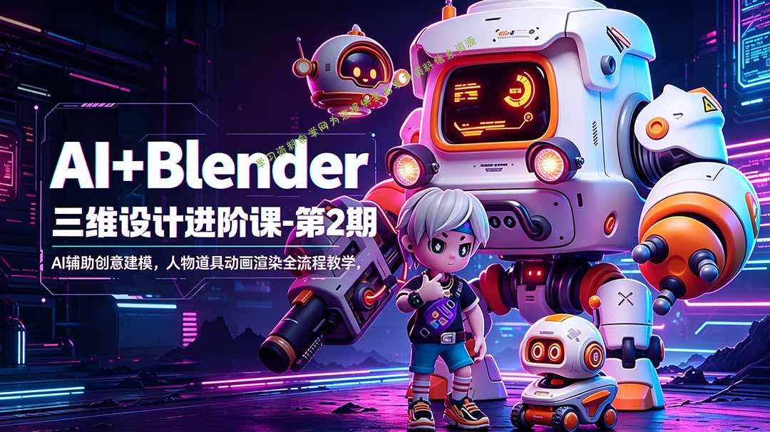 AI+Blender三维设计进阶课-第2期：AI辅助创意建模，人物道具动画渲染全流程教学 - - 