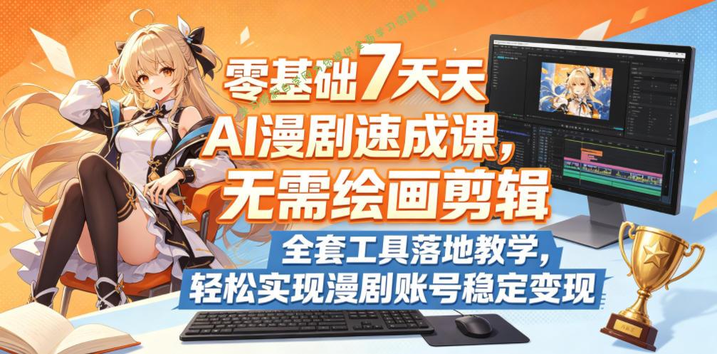 零基础7天AI漫剧速成课,无需绘画剪辑,全套工具落地教学,轻松实现漫剧账号稳定变现