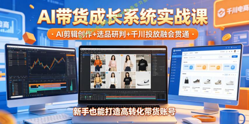 AI带货成长系统实战课，AI剪辑创作+选品研判+千川投放融会贯通，新手也能打造高转化带货账号(更新2026年) - 