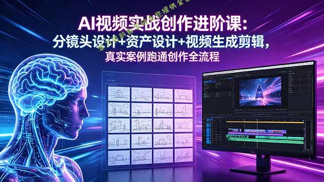 AI视频实战创作进阶课：分镜头设计+资产设计+视频生成剪辑，真实案例跑通创作全流程 - 