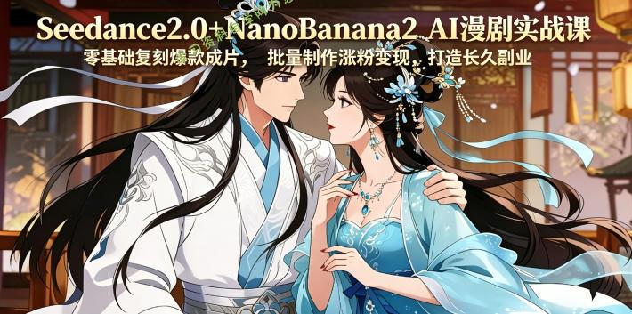 Seedance2.0+NanoBanana2 AI漫剧实战课，零基础复刻爆款成片涨粉变现，打造长久副业收益 - 
