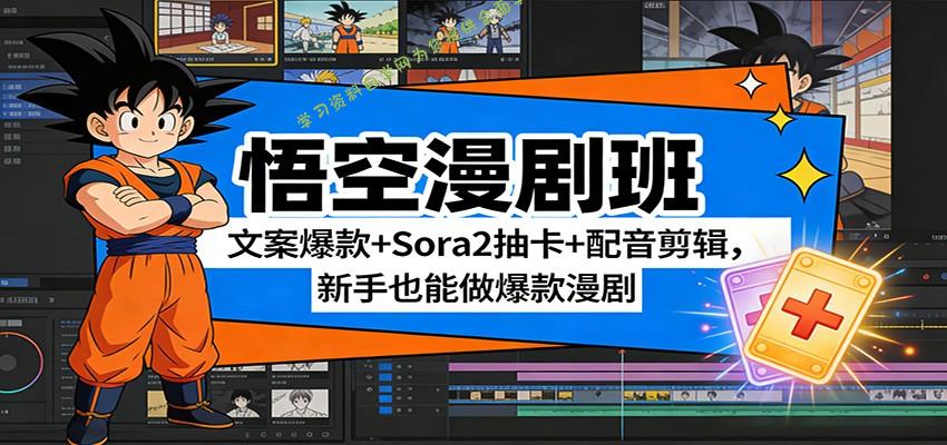 悟空漫剧班：文案爆款+Sora2抽卡+配音剪辑，新手也能做爆款漫剧 - 