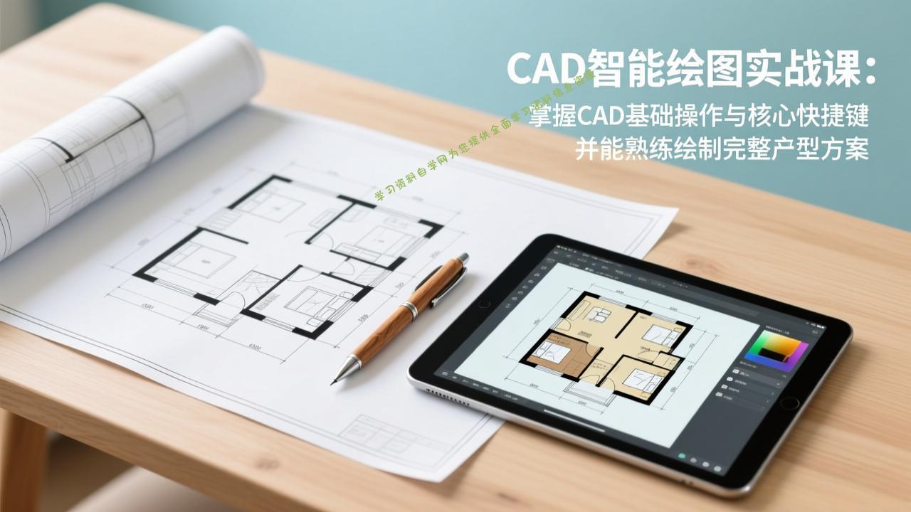 CAD智能绘图实战课：掌握CAD基础操作与核心快捷键，并能熟练绘制完整户型方案 - - 