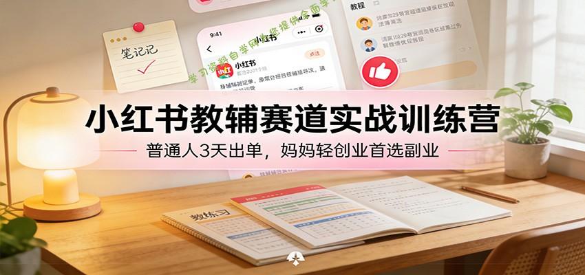 小红书教辅赛道实战训练营：普通人3天出单，妈妈轻创业首选副业 - - 