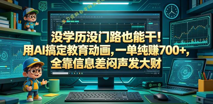 没学历没门路也能干!用AI搞定教育动画,一单纯賺700+,全靠信息差闷声发大财【揭秘】