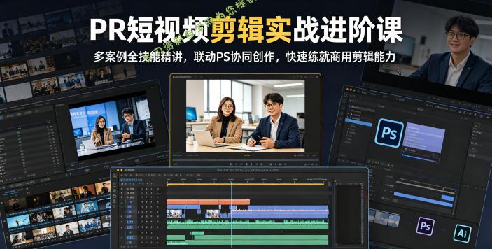 PR短视频剪辑实战进阶课，多案例全技能精讲，联动PS协同创作，快速练就商用剪辑能力 - 