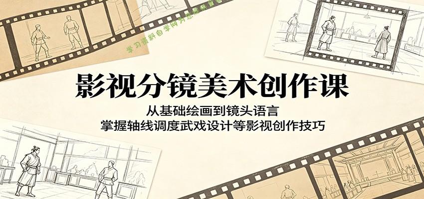 影视分镜美术创作课：从基础绘画到镜头语言，掌握轴线调度武戏设计等影视创作技巧 - 