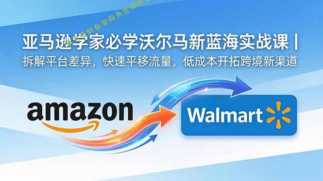 亚马逊卖家必学沃尔玛新蓝海实战课｜拆解平台差异，快速平移流量，低成本开拓跨境新渠道 - 