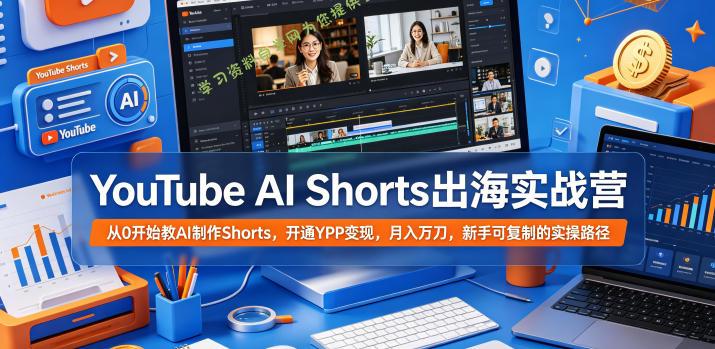 YouTube AI Shorts出海实战营，从0开始教AI制作Shorts，开通YPP变现，月入万刀，新手可复制的实操路径 - 