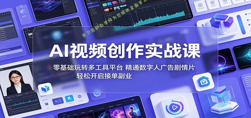 AI视频创作实战课：零基础玩转多工具平台，精通数字人广告、剧情片，轻松开启接单副业 - 