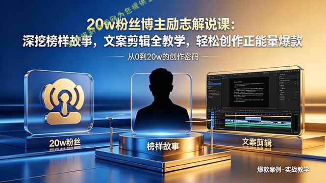 20w粉丝博主励志解说课：深挖榜样故事，文案剪辑全教学，轻松创作正能量爆款 - 