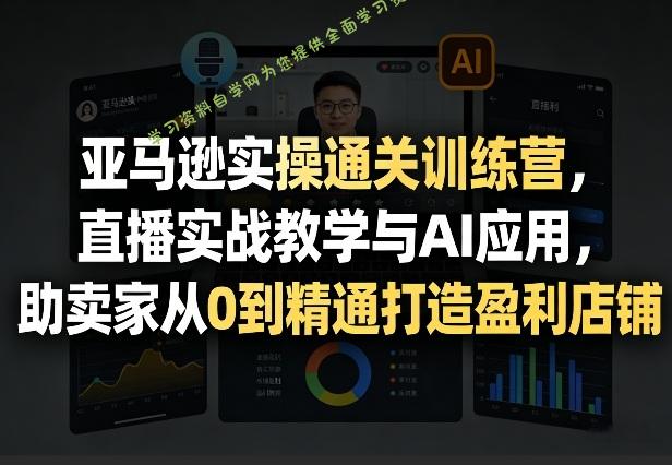 亚马逊实操通关训练营，直播实战教学与AI应用，助卖家从0到精通打造盈利店铺(更新5月8日) - 