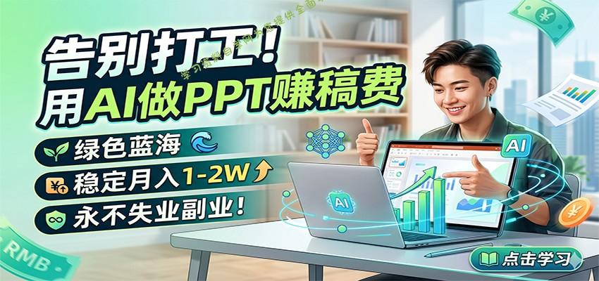 告别打工!用AI做PPT赚稿费,绿色蓝海,稳定月入1-2W,永不失业副业! - -