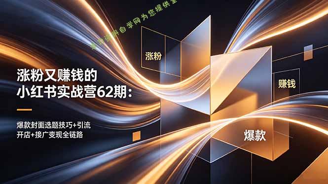 涨粉又赚钱的小红书实战营62期：爆款封面选题技巧+引流开店+接广变现全链路 - 