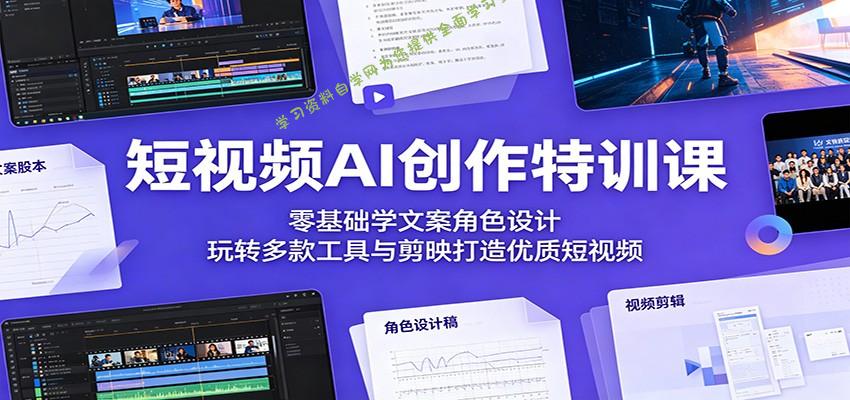 短视频AI创作特训课：零基础学文案角色设计，玩转多款工具与剪映打造优质短视频 - - 