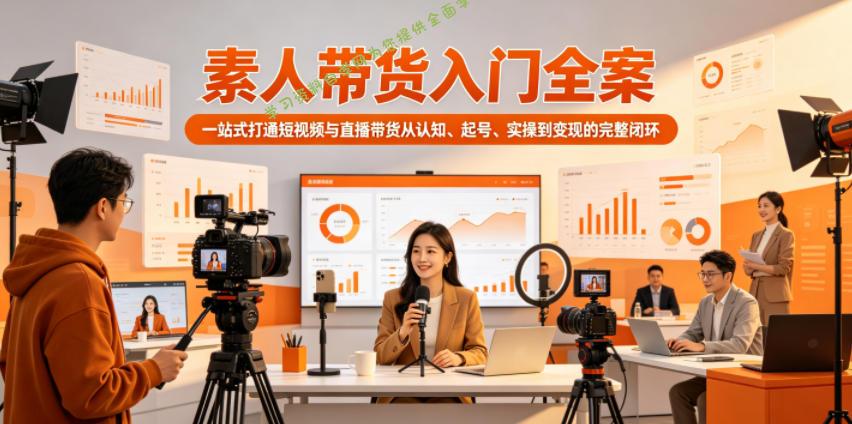 素人带货入门全案,一站式打通短视频与直播带货从认知、起号、实操到变现的完整闭环