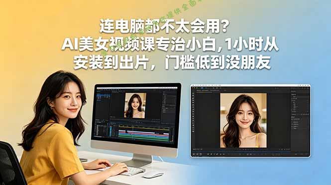 连电脑都不太会用？AI美女视频课专治小白，1小时从安装到出片，门槛低到没朋友 - - 