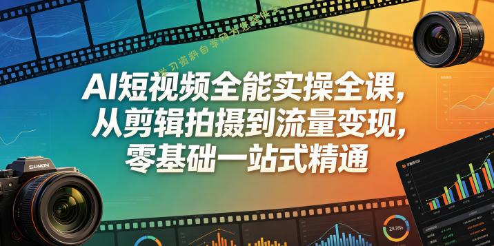 AI短视频全能实操全课，从剪辑拍摄到流量变现，零基础一站式精通 - - 