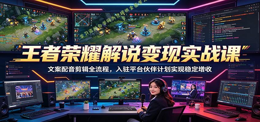 王者荣耀解说变现实战课：文案配音剪辑全流程，入驻平台伙伴计划实现稳定增收 - - 