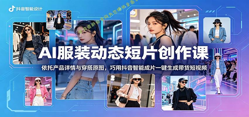 AI服装动态短片创作课:依托产品详情与穿搭原图,巧用抖音智能成片一键生成带货短视频 - -