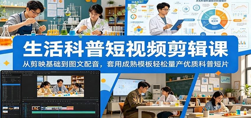 生活科普短视频剪辑课：从剪映基础到图文配音，套用成熟模板轻松量产优质科普短片 - - 