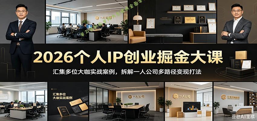 2026个人IP创业掘金大课：汇集多位大咖实战案例，拆解一人公司多路径变现打法 - - 