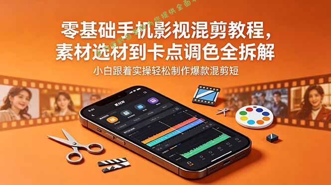 零基础手机影视混剪教程，素材选材到卡点调色全拆解，小白跟着实操轻松制作爆款混剪短片 - 