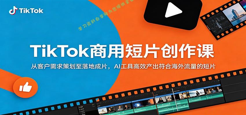 TikTok商用短片创作课：从客户需求策划至落地成片，AI工具高效产出符合海外流量的短片 - - 