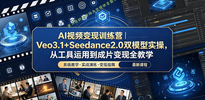 AI视频变现训练营|Veo3.1+Seedance2.0双模型实操,从工具运用到成片变现全教学