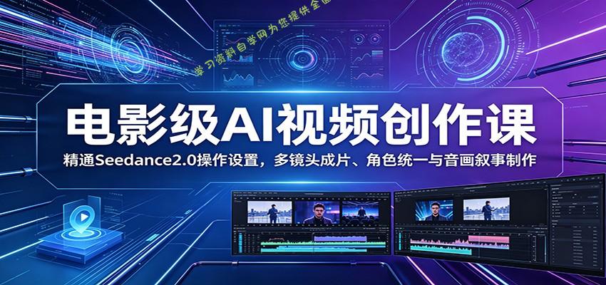 电影级AI视频创作课：精通Seedance2.0操作设置，多镜头成片、角色统一与音画叙事制作 - - 