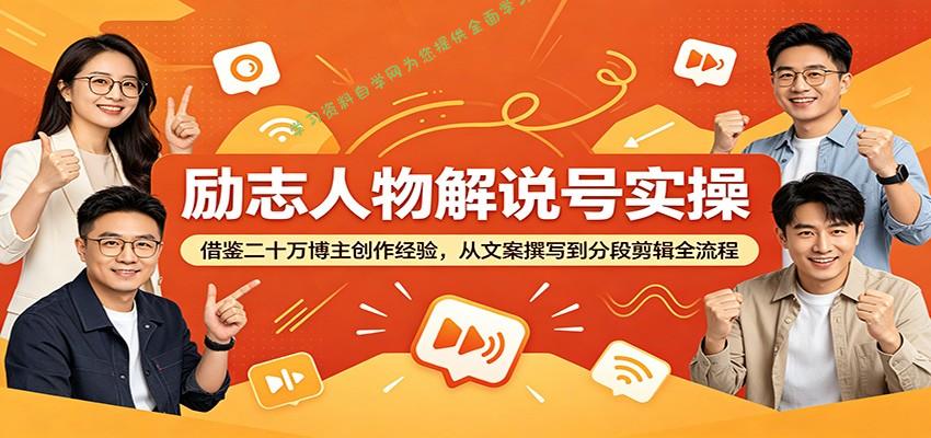 励志人物解说号实操：借鉴二十万博主创作经验，从文案撰写到分段剪辑全流程 - - 