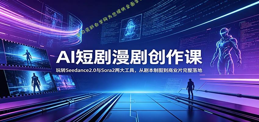 AI短剧漫剧创作课：玩转Seedance2.0与 Sora2两大工具，从剧本制图到商业片完整落地 - - 
