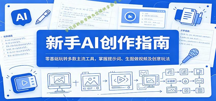 新手AI创作指南：零基础玩转多款主流工具，掌握提示词、生图做视频及创意玩法 - 