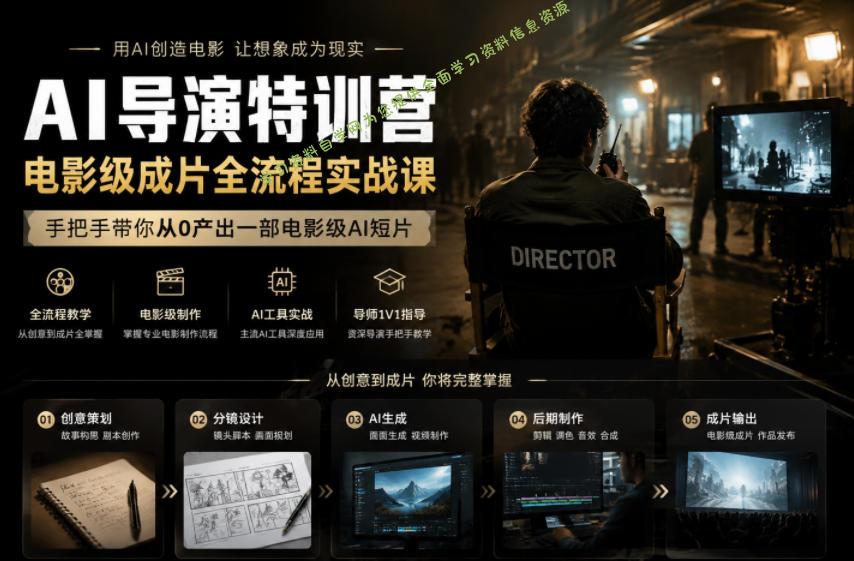 AI导演特训营,电影级成片全流程实战课,手把手带你从0产出一部电影级AI短片