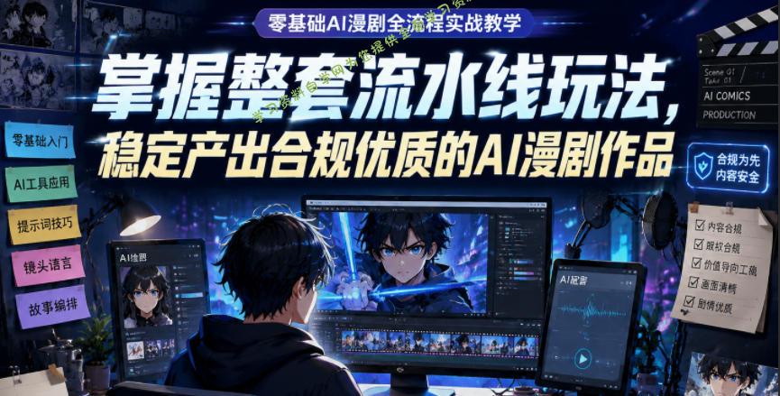零基础AI漫剧全流程实战教学，掌握整套流水线玩法，稳定产出合规优质的AI漫剧作品 - 
