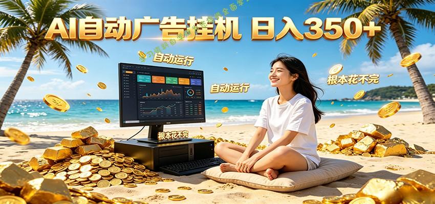 AI自动广告挂机 日入350+ 真正做到躺赚式变现，根本花不完！ - 