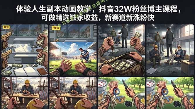 体验人生副本动画教学， 抖音32W粉丝博主课程，可做精选独家收益，新赛道新涨粉快 - 