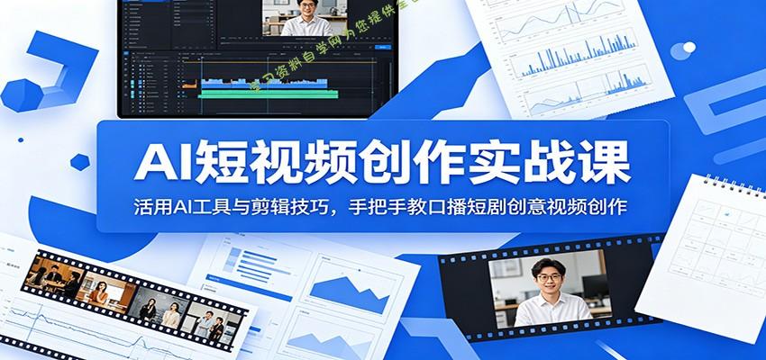 AI短视频创作实战课：活用AI工具与剪辑技巧，手把手教口播短剧创意视频创作 - - 