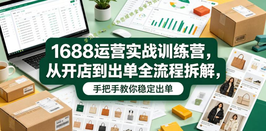 1688运营实战训练营，从开店到出单全流程拆解，手把手教你稳定出单 - 