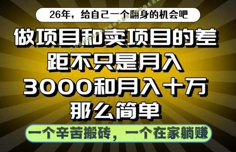 做项目和卖项目不只是月入3K和10W那么简单，一个努力搬砖，一个在家躺賺【揭秘】 - 