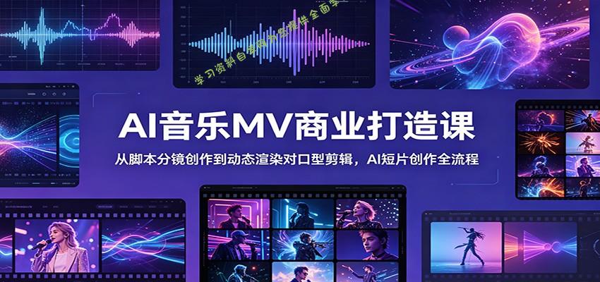 AI音乐MV商业打造课：从脚本分镜创作到动态渲染对口型剪辑，AI短片创作全流程 - 