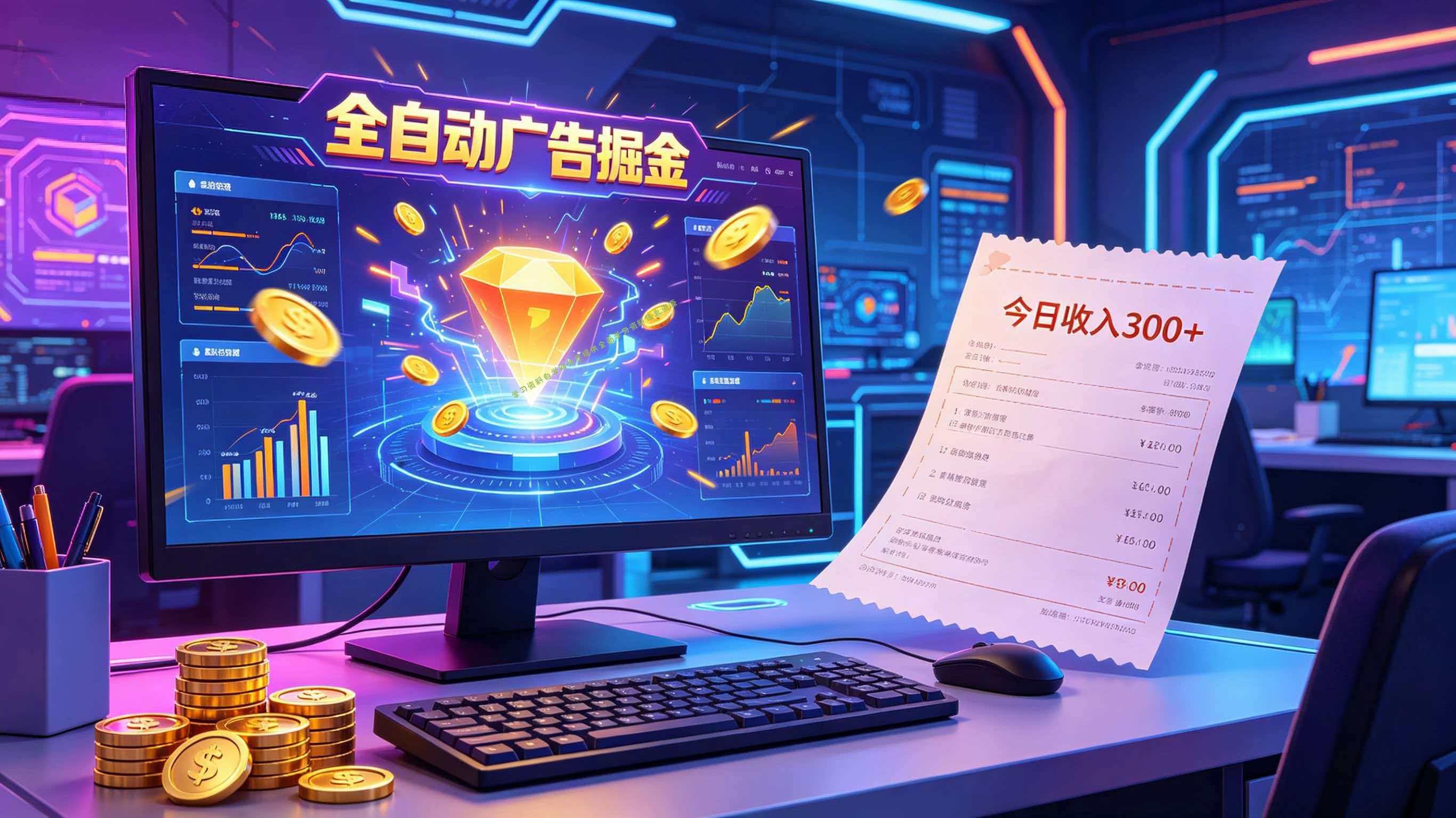 全自动广告掘金，日入300+。全程Ai自动化运行，解放双手，时间自由。收益稳定 - 