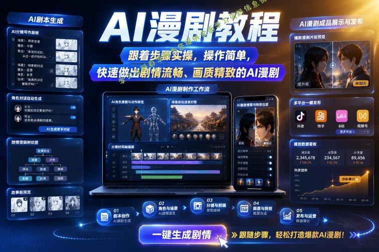 AI漫剧教程,跟着步骤实操,操作简单,快速做出剧情流畅、画质精致的AI漫剧