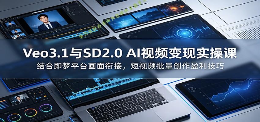 Veo3.1与SD2.0 AI视频变现实操课课：结合即梦平台画面衔接，短视频批量创作盈利技巧 - - 